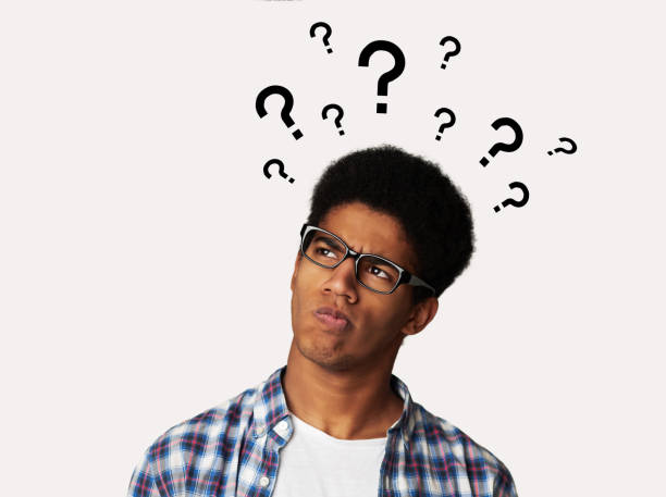 Confused Afro Guy Has Too Many Questions and No Answer, White Background